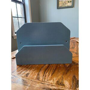 Wooden Blue Wall-Mountable Mail Holder Cookbook Shelf